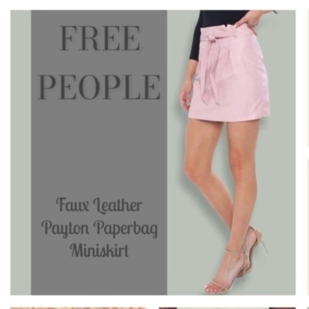 FREE PEOPLE Payton Soft Faux Leather Sash Belted Pleated Mauve Miniskirt NWT/8